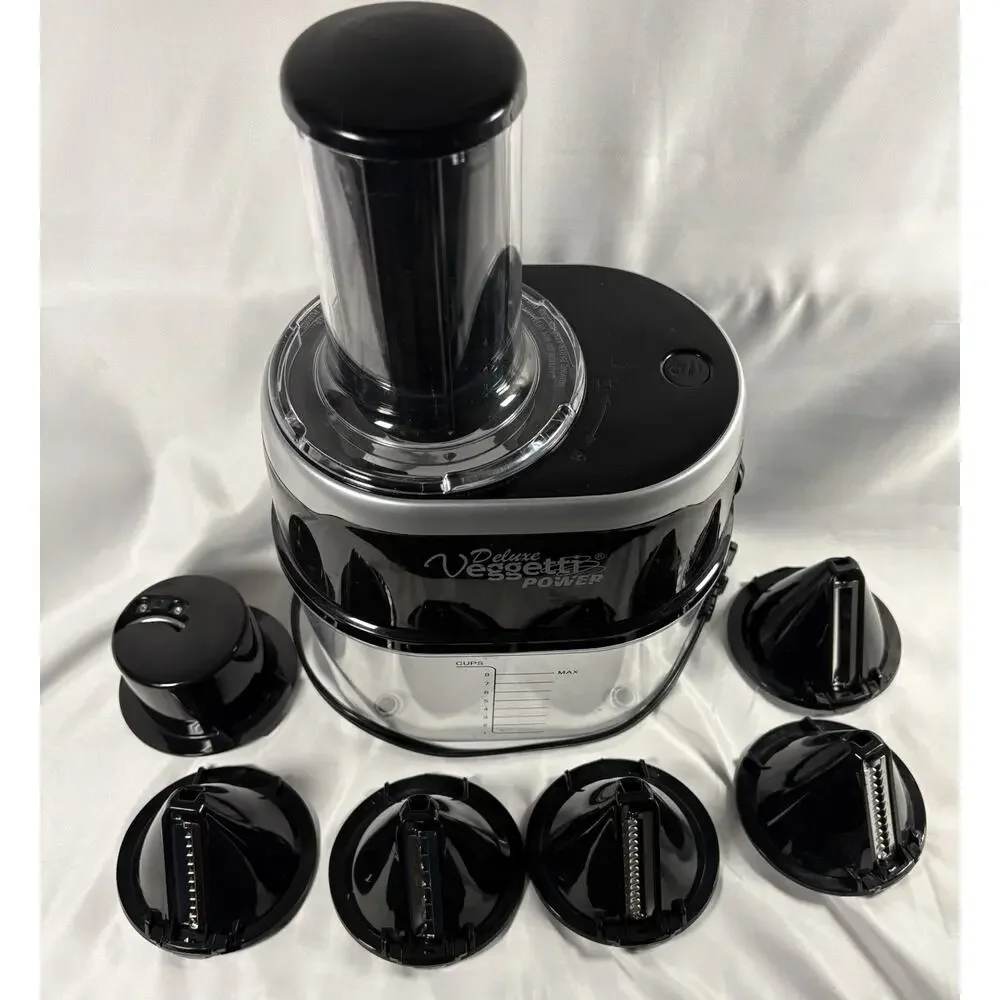 Veggetti Deluxe Power 6-in-1 Electric Spiralizer, 6 Blades, Black/Silver